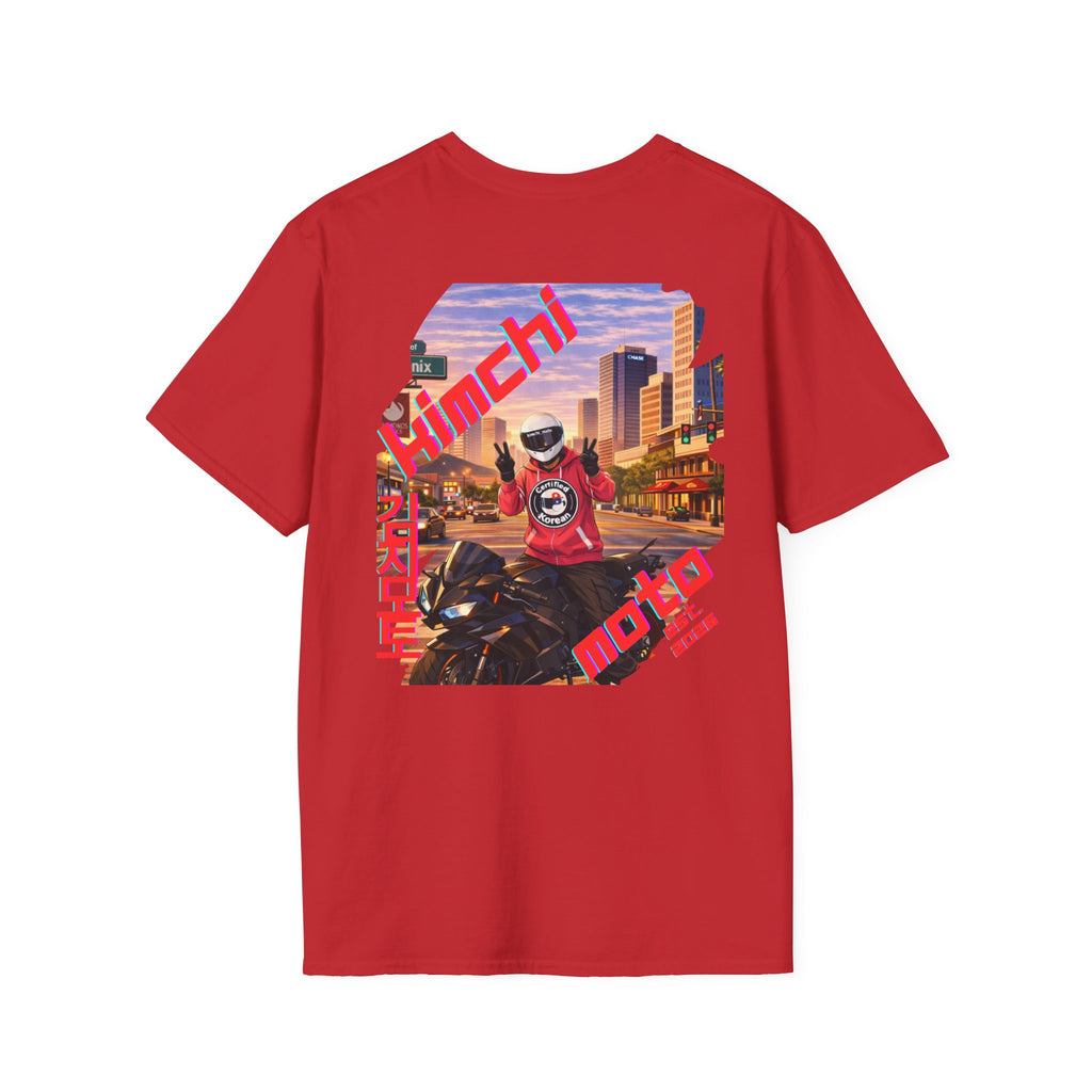 Motorcycle Rider Graphic Tee — Phoenix City Sunset Moto Design