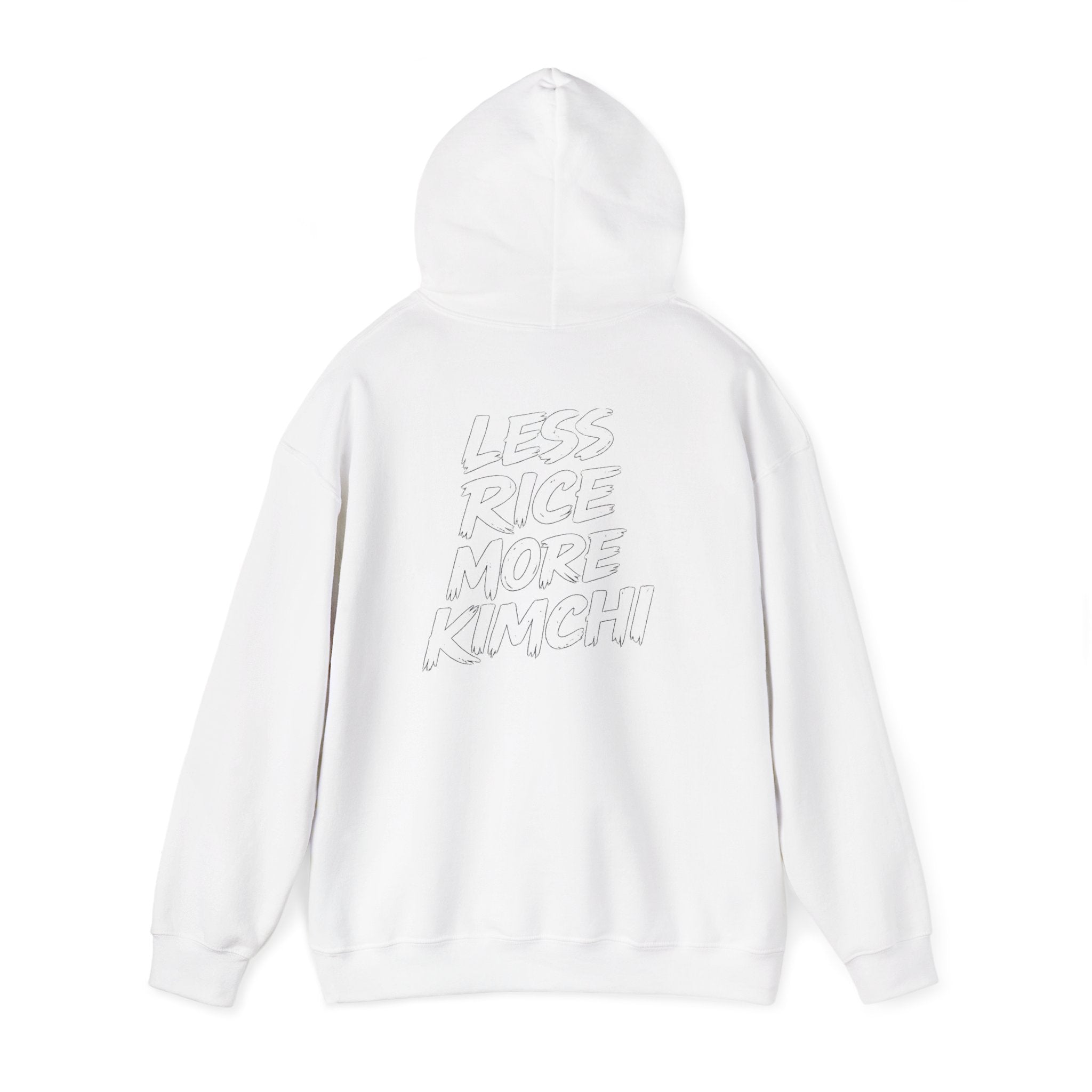 Kimchi Hoodie – 'Less Rice More Kimchi' Graphic Pullover