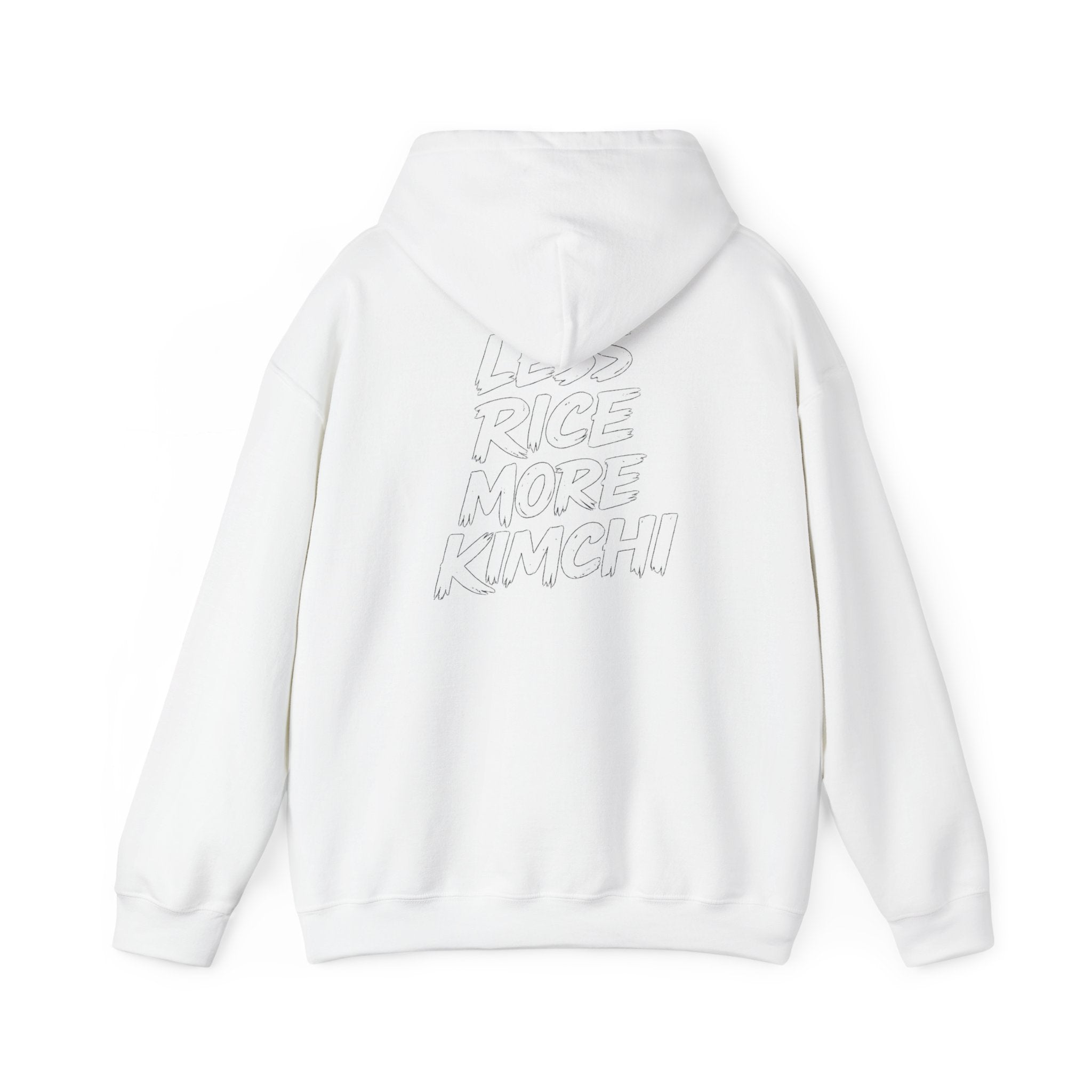 Kimchi Hoodie – 'Less Rice More Kimchi' Graphic Pullover