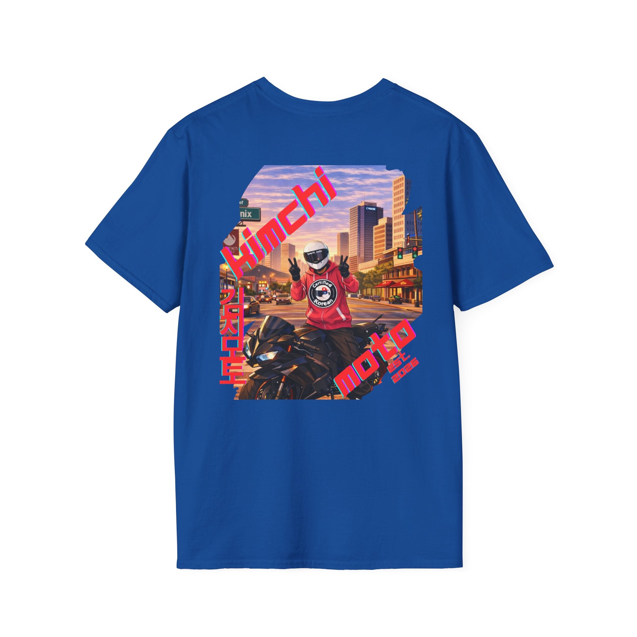 Motorcycle Rider Graphic Tee — Phoenix City Sunset Moto Design