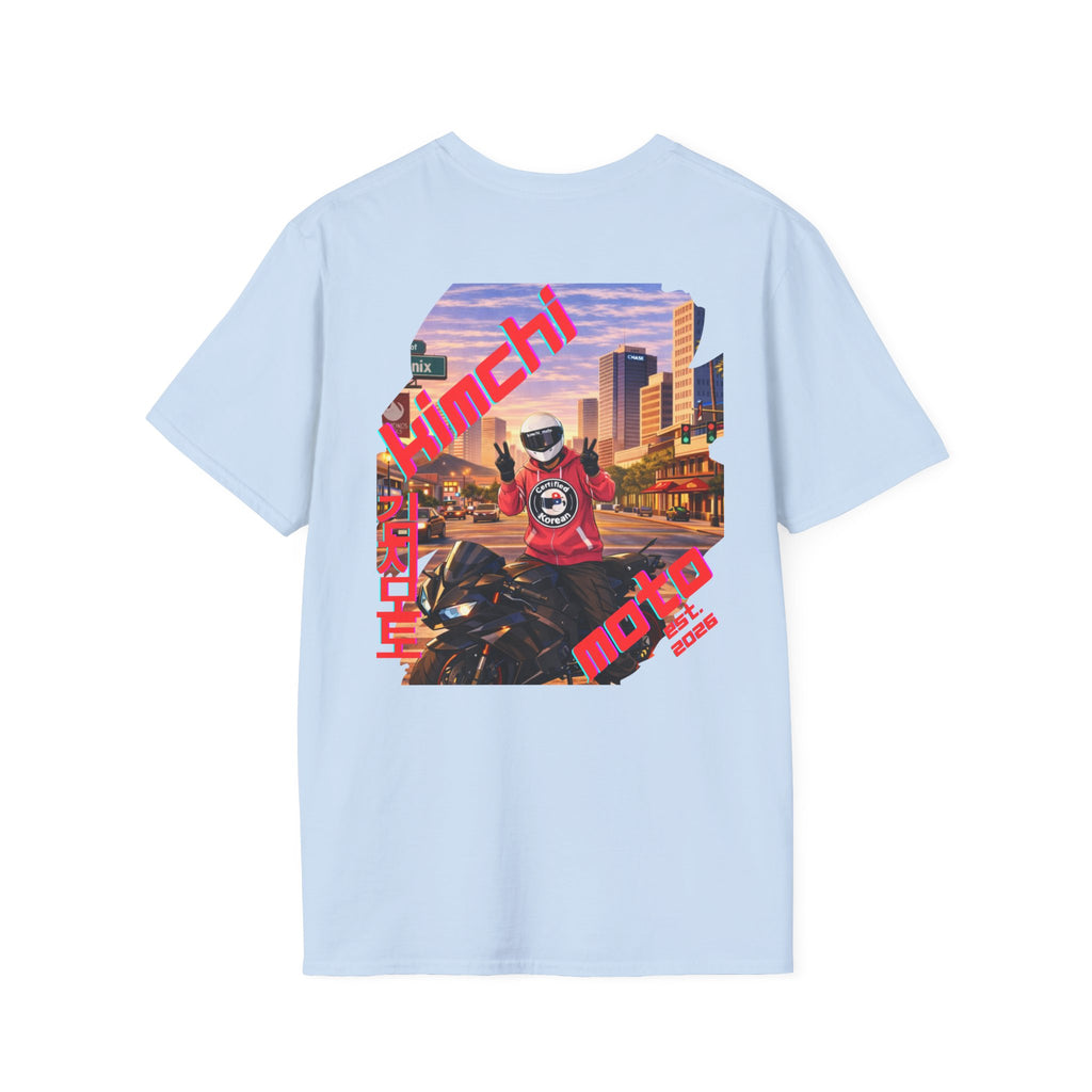 Motorcycle Rider Graphic Tee — Phoenix City Sunset Moto Design